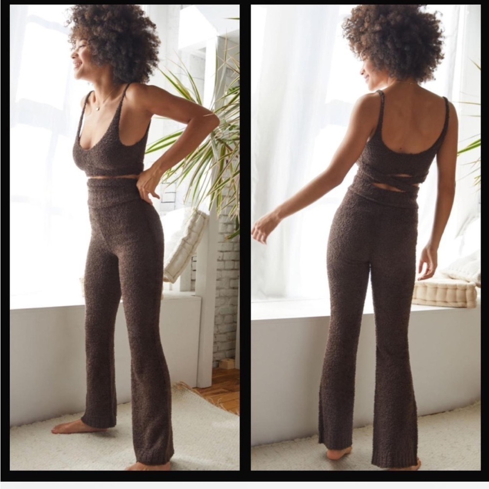 Out from under fuzzy high rise cozy pants brown flare leg women’s large